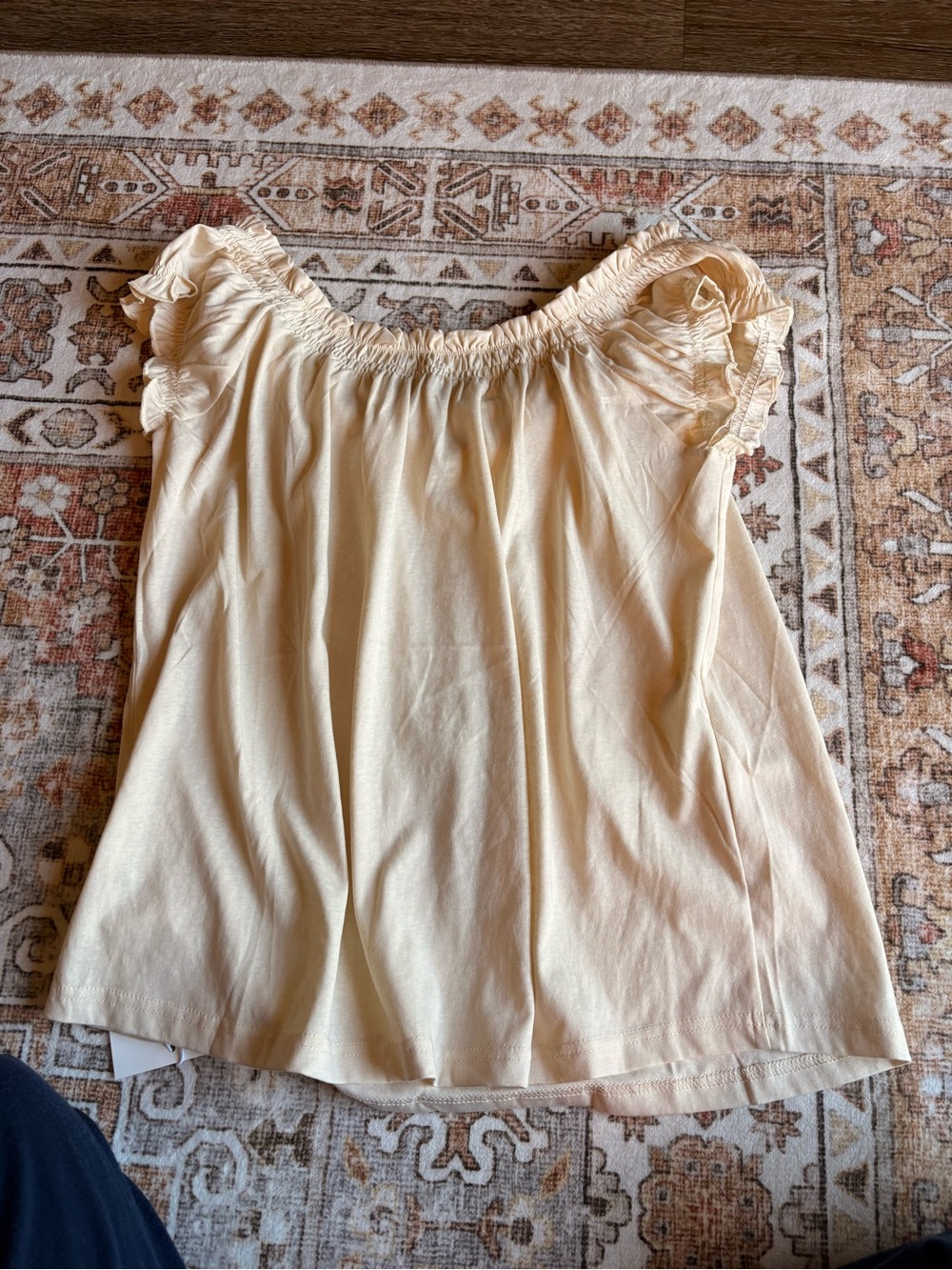 Women’s Cream Ruffled Off-Shoulder Top - Picture 3 of 3
